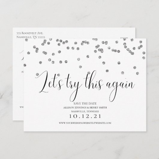 もう一度やり直そうエレガント日付の変更 案内ポストカード (正面/裏面)