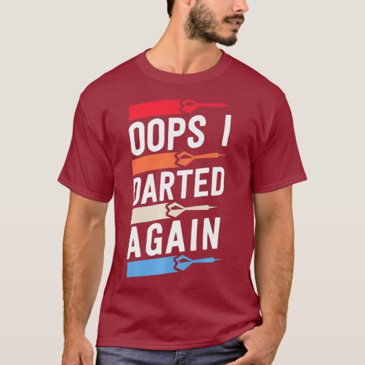 もう一度ダーツおもしろいシャツを投げ男性へた Tシャツ (正面)