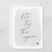 もう一度トライ!グレーのカリグラフィー 新しい日程カード セーブザデート (正面)