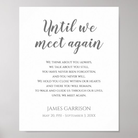 もう一度会うまで 命の記念詩 灰色 ポスター (正面)