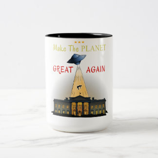 もう一度地球を素晴らし作れ！UFO誘拐用ティー ツートーンマグカップ