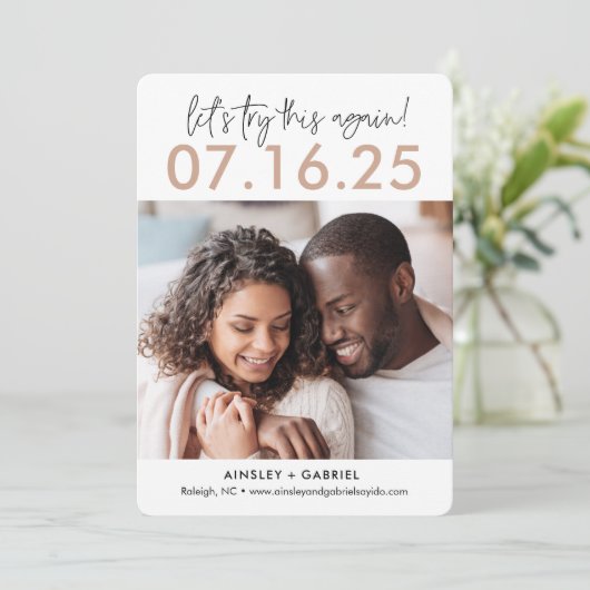 もう一度実行する編集可能なカラー日付カードを保存する サンキューカード (スタンド正面)