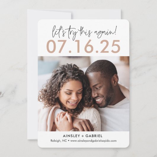 もう一度実行する編集可能なカラー日付カードを保存する サンキューカード (正面)