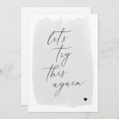 もう一度試してみましょう カリグラフィー グレー 新しい日付カード セーブザデート (正面/裏面)