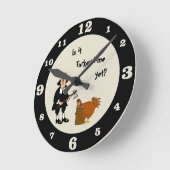 もう七面鳥の時間か感謝祭の巡礼者 ラウンド壁時計 (傾斜)