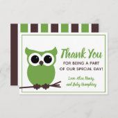 もう少しで来る!グリーンフクロウ サンキューカード (正面/裏面)