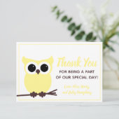 もう少しで来る！黄色フクロウ サンキューカード (スタンド正面)