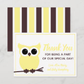 もう少しで来る！黄色フクロウ サンキューカード (正面/裏面)