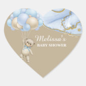 もう待ちきれない ブルー風船カップケーキトッパー ハートシール (正面)