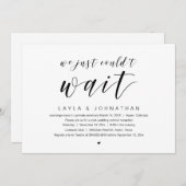 もう待つことができなかった、結婚式の秘密の誓いパーティー 招待状 (正面/裏面)