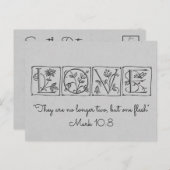 もう肉が2つ一つ～聖なる書物、 経典～結婚のカード 案内ポストカード (正面/裏面)