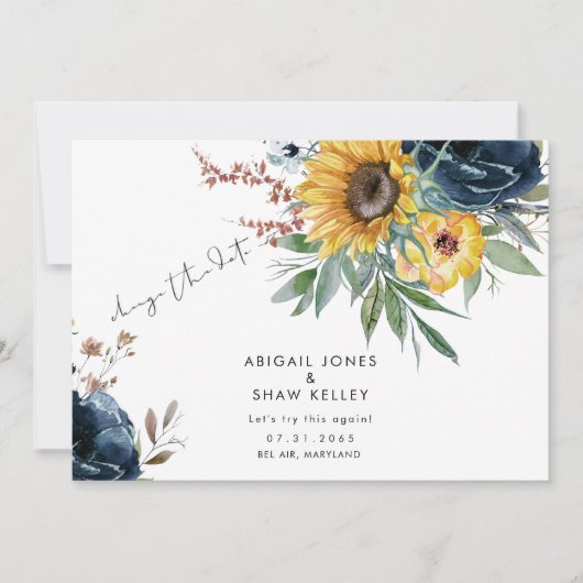 もう1度試してみましょう ひまわり 変更日 ネイビー セーブザデート (正面)