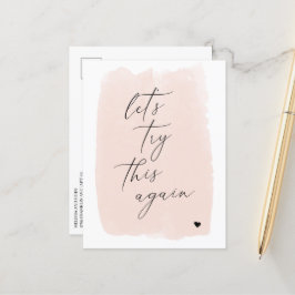 もう１度試してみましょう | ブラッシュピンクのカリグラフィー 案内ポストカード