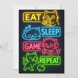 もう1ゲーム グランピーゲーマー 猫 楽しいグリーティングカード 招待状