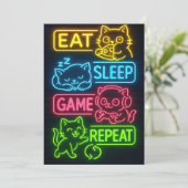もう1ゲーム グランピーゲーマー 猫 楽しいグリーティングカード 招待状 (スタンド正面)