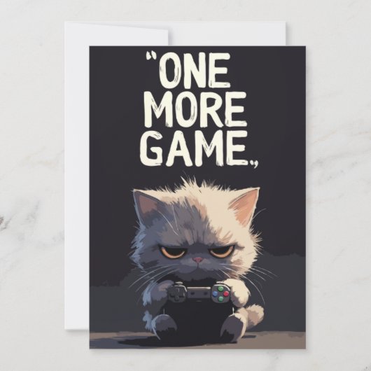 もう1ゲーム グランピーゲーマー 猫 楽しいグリーティングカード 招待状 (正面)