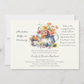 もう1人の赤ちゃんが誕生 フローラル ティーポット スプリンクル 招待状 (正面)