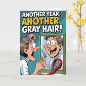 もう1年また白髪! – 漫画おもしろい。 カード (黄色い花)