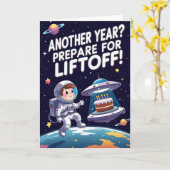 もう1年？リフトオフの準備！おもしろい宇宙 カード (黄色い花)