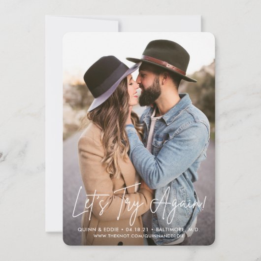 もう1度トライしてみよう 延期のお知らせカード 招待状 (正面)