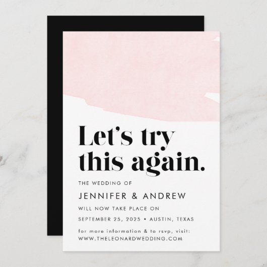 もう1度始めましょう ブラッシュ ウェディング延期のお知らせ 案内状 (正面/裏面)