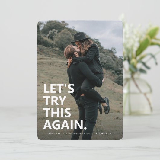 もう1度試してみましょう | カジュアルなSave the Dateの写真 セーブザデート (スタンド正面)