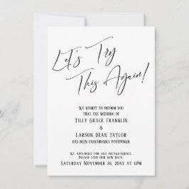 もう1度試してみましょう シンプルな延期結婚カード 招待状