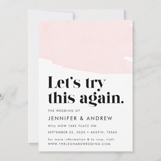 もう1度試してみましょう ブラッシュ ウェディング延期のお知らせ 案内状 (正面)