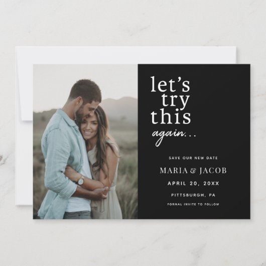 もう1度試してみましょう Save the Date 招待状 (正面)
