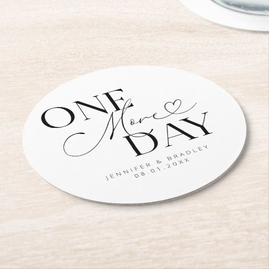 もう1日のリハ結婚ーサルホワイト ラウンドペーパーコースター (アングル)