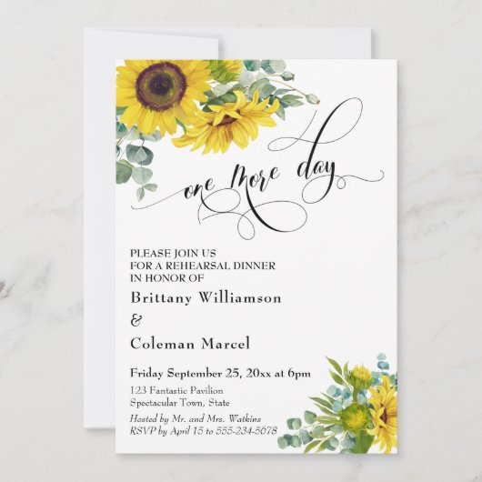 もう1日の水彩花モダンカリグラフィーのリハーサルディナー 招待状 (正面)