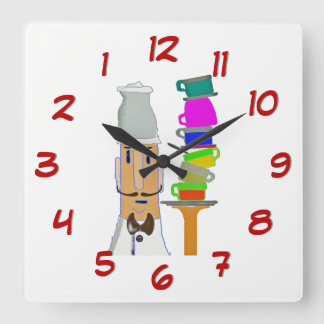 もう1杯 – 時間を逆時計に戻す スクエア壁時計