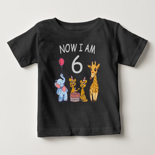 もう6歳になりました。動物園での6歳の誕生日 ベビーTシャツ (正面)