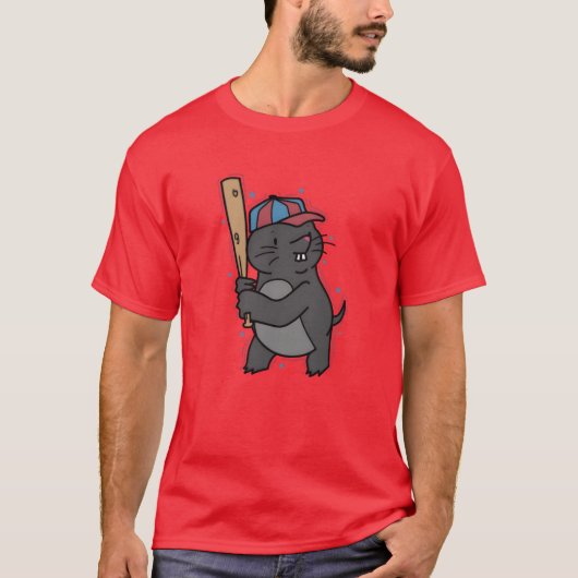 もぐらが野球をする アニマルマウンドのギフト Tシャツ (正面)