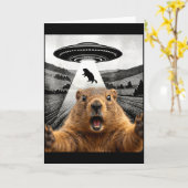 もぐら 自撮り エイリアン UFO ユーモア メンズ レディース キッズ カード (黄色い花)