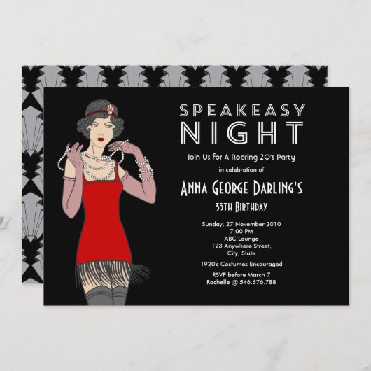 もぐり酒場夜パーティーのとどろく20年代 招待状 (正面/裏面)