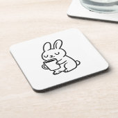 もこもこウサギのコーヒーイラスト コースター (左側)