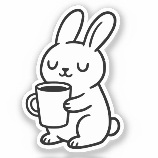 もこもこウサギのコーヒードゥードル シール (正面)
