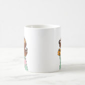 もこもこコーヒーガールモーニングイラスト コーヒーマグカップ (中央)