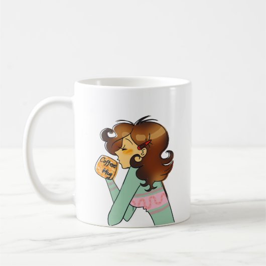 もこもこコーヒーガールモーニングイラスト コーヒーマグカップ (左)