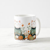 もこもこセーターの秋の猫マグカップ コーヒーマグカップ (正面右)