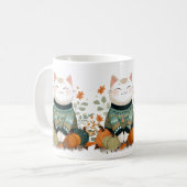 もこもこセーターの秋の猫マグカップ コーヒーマグカップ (正面左)