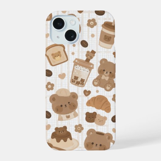 もこもこベアカフェ iPhone 15ケース (裏面)