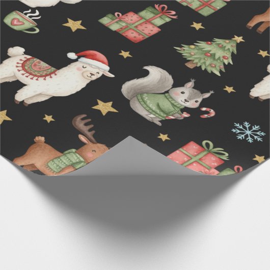もこもこ動物のクリスマス包装紙 ラッピングペーパー (角)