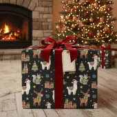 もこもこ動物のクリスマス包装紙 ラッピングペーパー