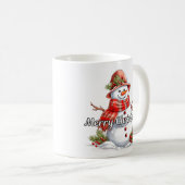 もこもこ小さな雪だるまのメリークリスマス コーヒーマグカップ (正面右)