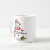 もこもこ小さな雪だるまのメリークリスマス コーヒーマグカップ (正面左)