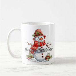 もこもこ小さな雪だるまのメリークリスマス コーヒーマグカップ