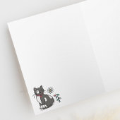 もこもこ猫と花柄の無地カード カード
