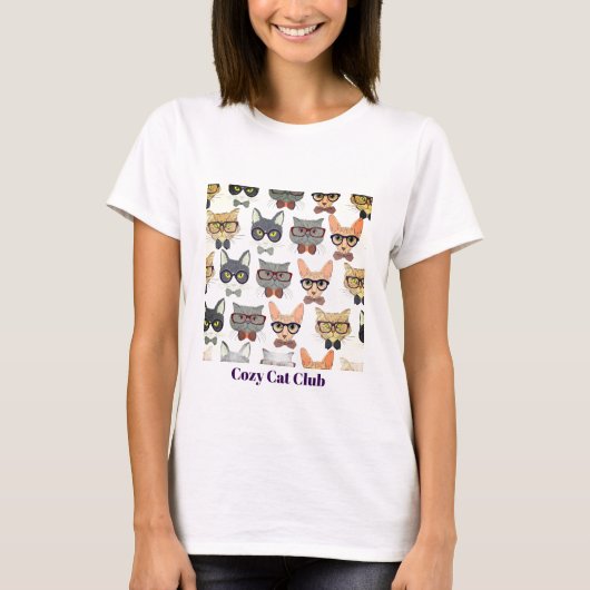 もこもこ猫クラブ かわいい猫好きTシャツ Tシャツ (正面)